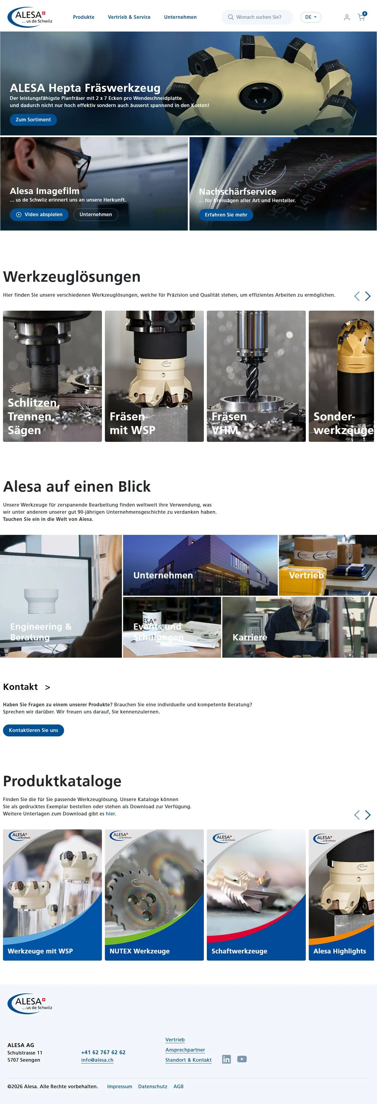Scrollende Website-Ansicht aus der Zusammenarbeit mit ALESA