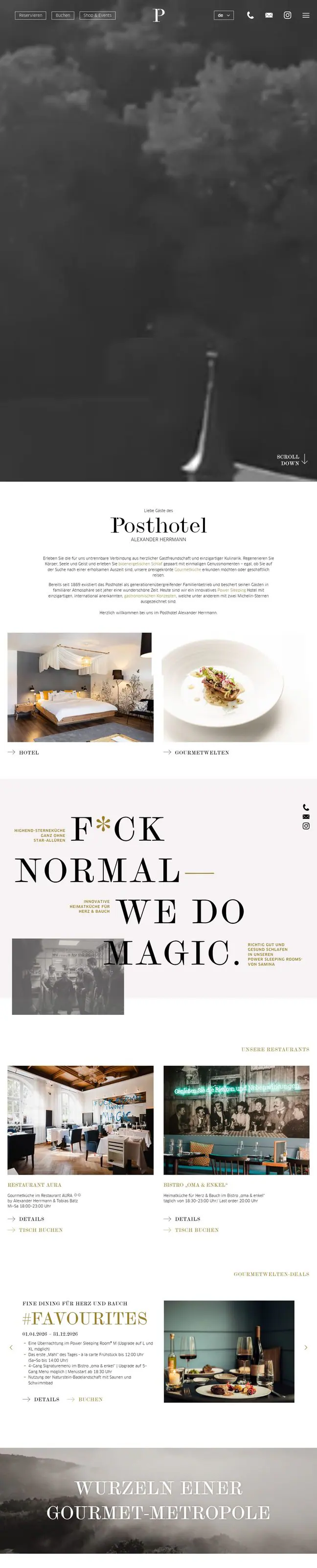 Scrollende Website-Ansicht aus der Zusammenarbeit mit Alexander Herrmann