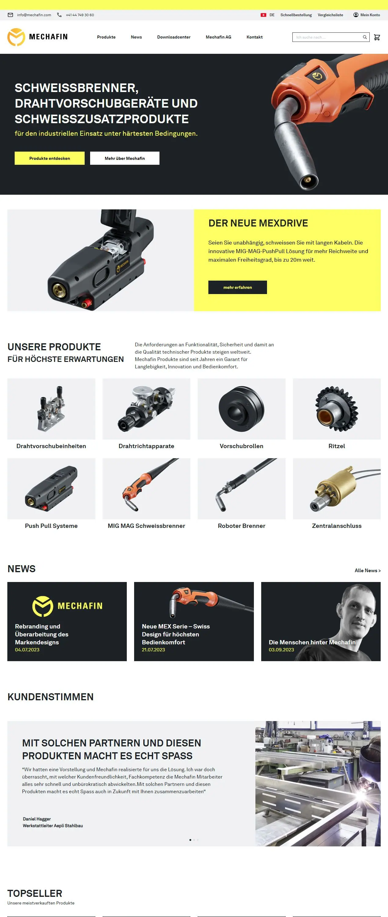 Scrollende Website-Ansicht aus der Zusammenarbeit mit Mechafin