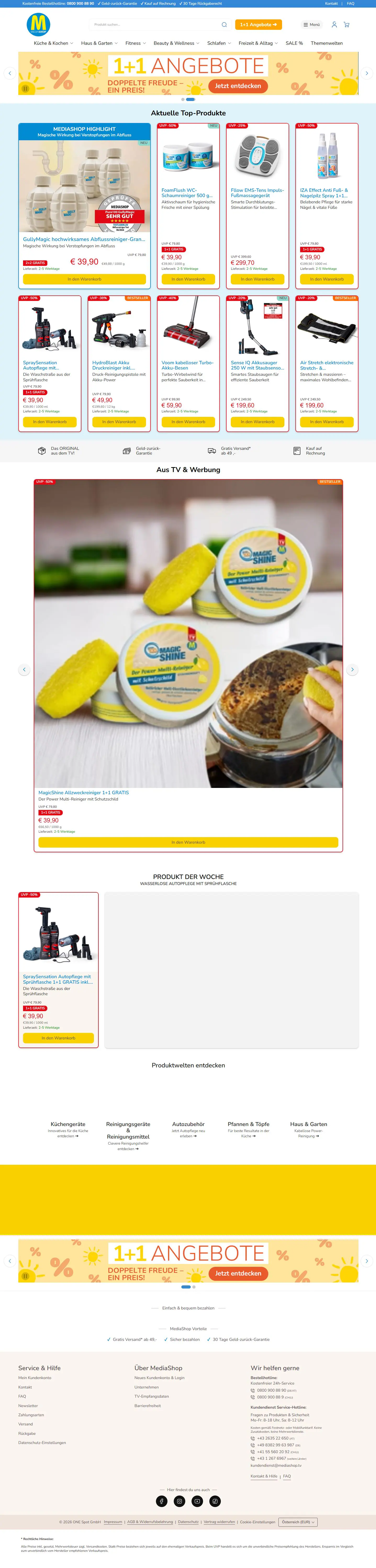 Scrollende Website-Ansicht aus der Zusammenarbeit mit MediaShop
