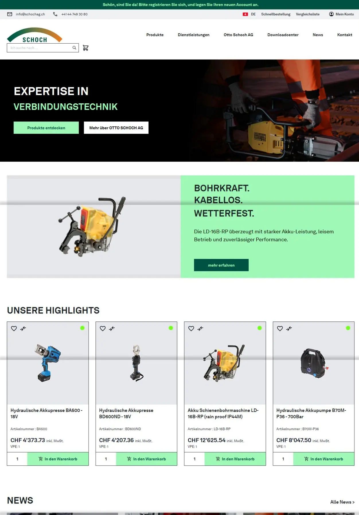 Scrollende Website-Ansicht aus der Zusammenarbeit mit SCHOCH