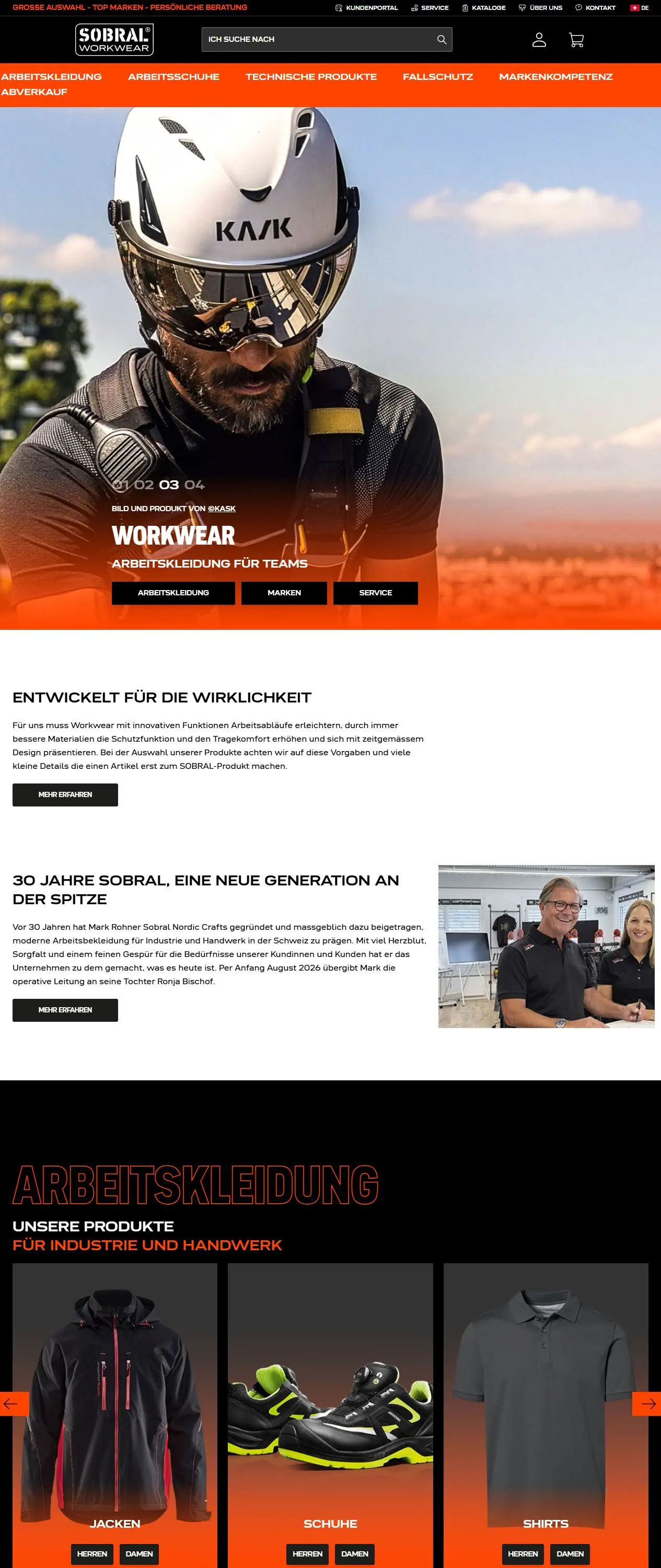 Scrollende Website-Ansicht aus der Zusammenarbeit mit Sobral