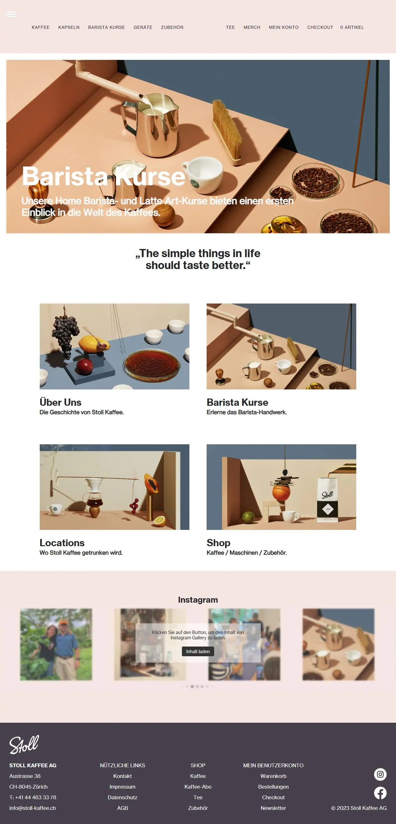 Scrollende Website-Ansicht aus der Zusammenarbeit mit Stoll Kaffee