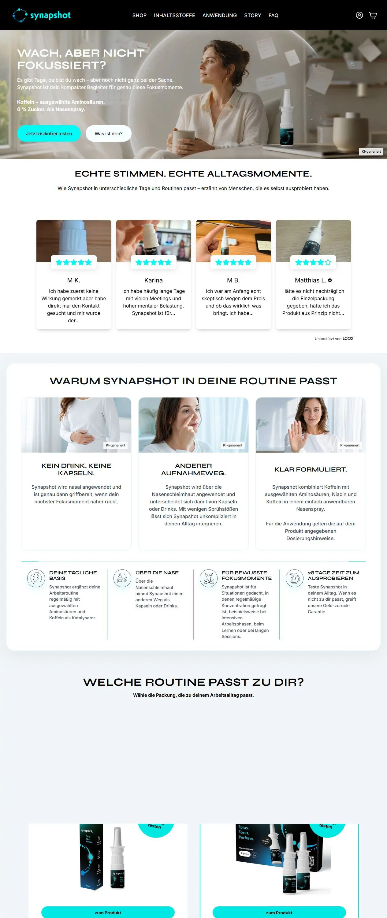 Scrollende Website-Ansicht aus der Zusammenarbeit mit Synapshot